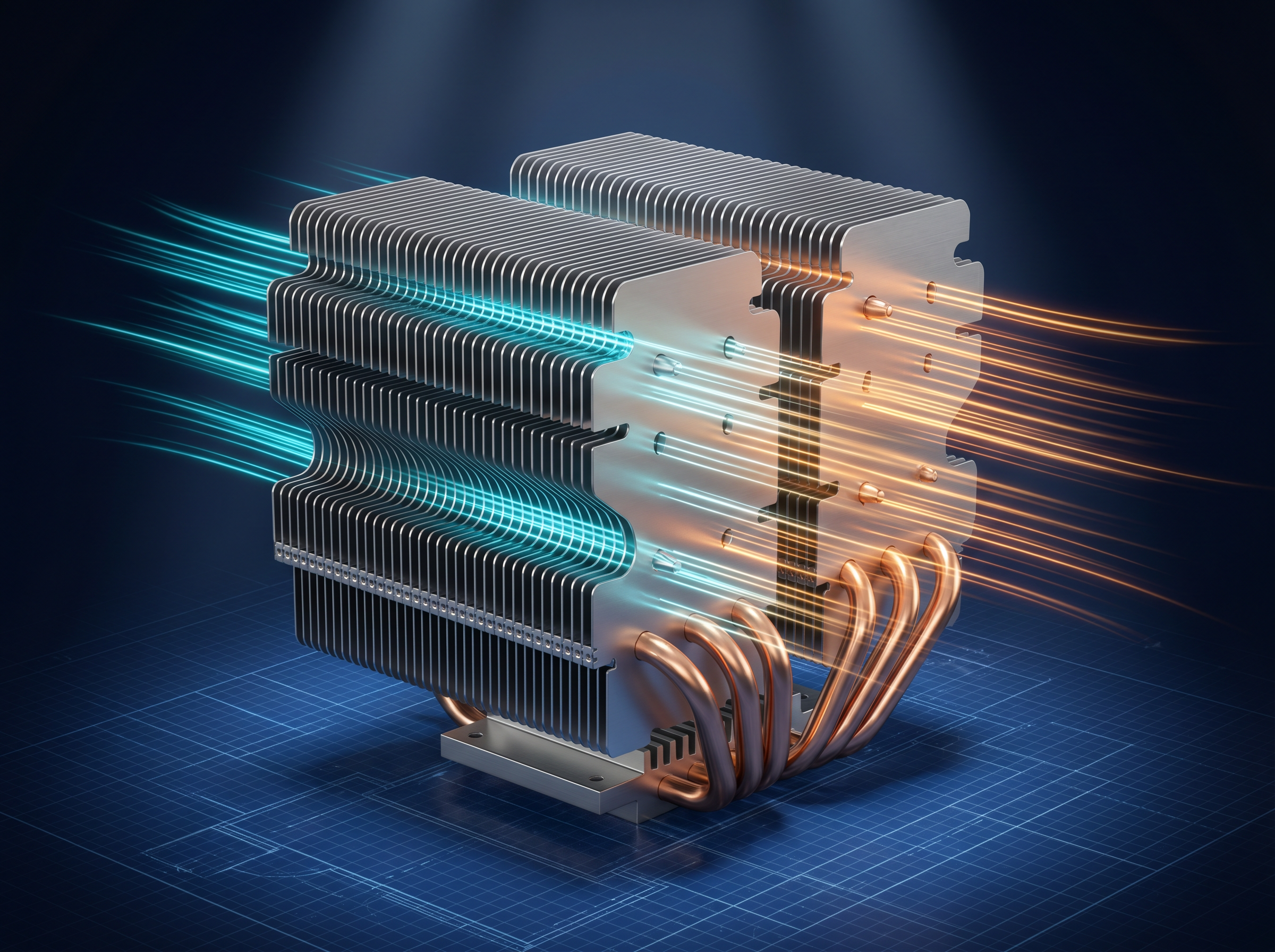 HPC-M4-VC-HP-2U heat sink with airflow visualization